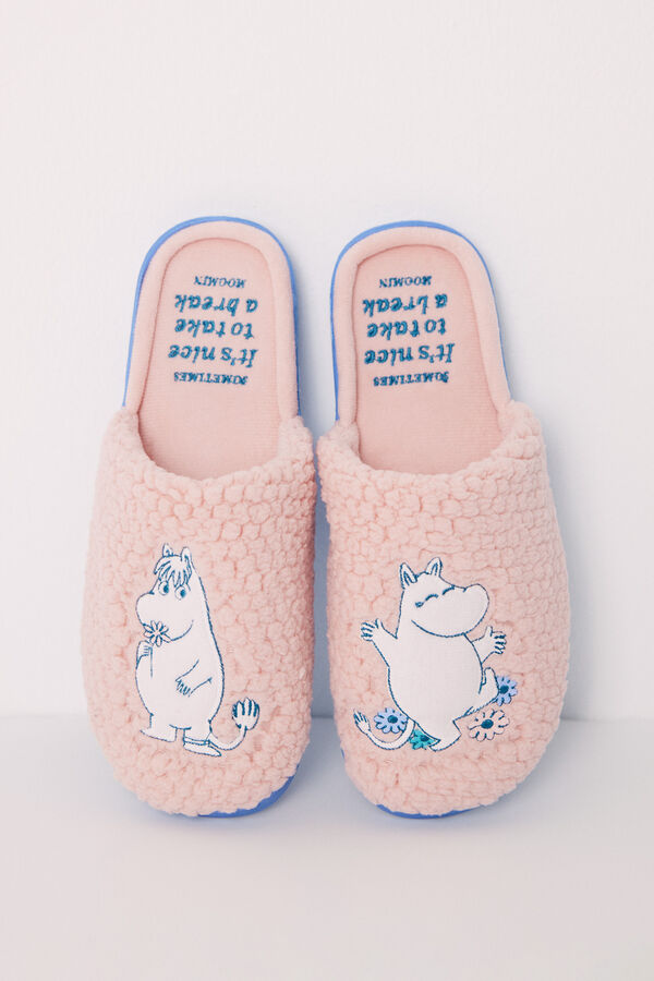 Womensecret Pantufla casa textura rosa Moomin rosa