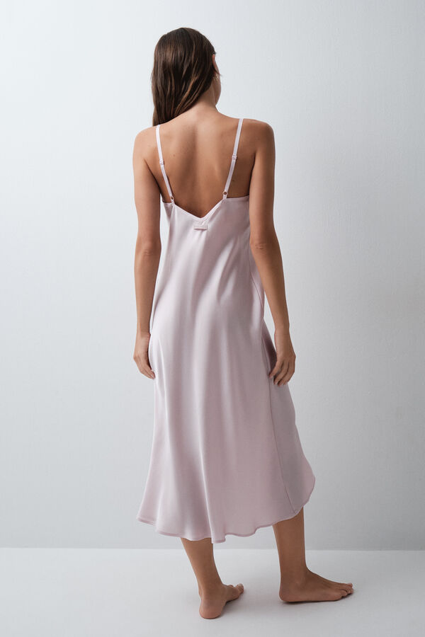 Women'secret Camis&oacute;n largo de tirantes satinado rosa rosa