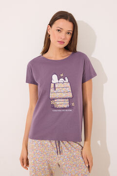 Womensecret Pijama manga corta 100% algodón estampado Snoopy morado/lila