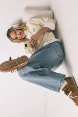 HI&BYE Sudadera corta lisa de felpa de algod&oacute;n amarilla amarillo