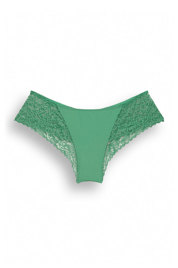Womensecret Panty brasileño ancho encaje verde verde
