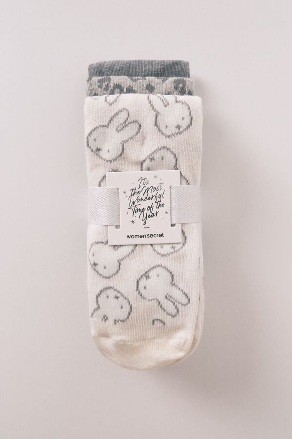 Women'secret Pack de 3 calcetines largos de algodón Miffy  gris