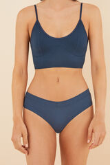 Womensecret Panty brasileño ancho frunce azul azul
