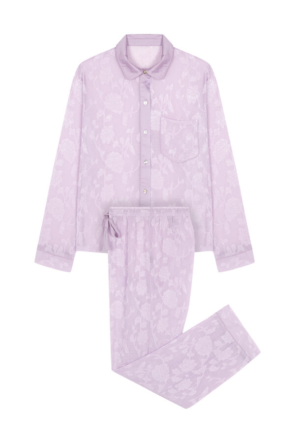Womensecret Pijama camisera larga satín lila morado/lila