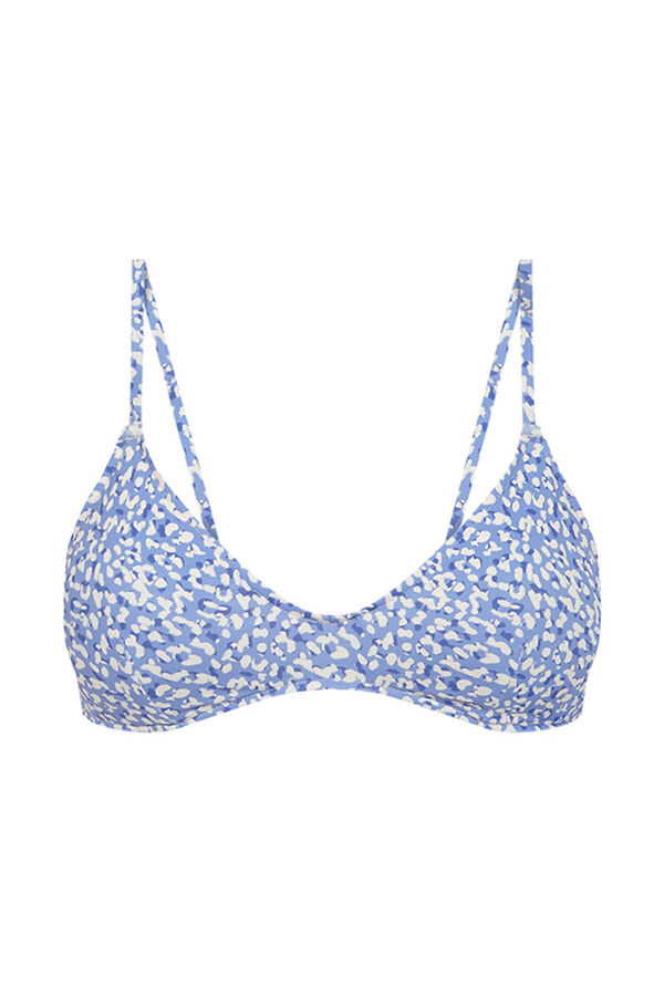 Womensecret Top de bikini con escote en PICO y estampado azul estampado