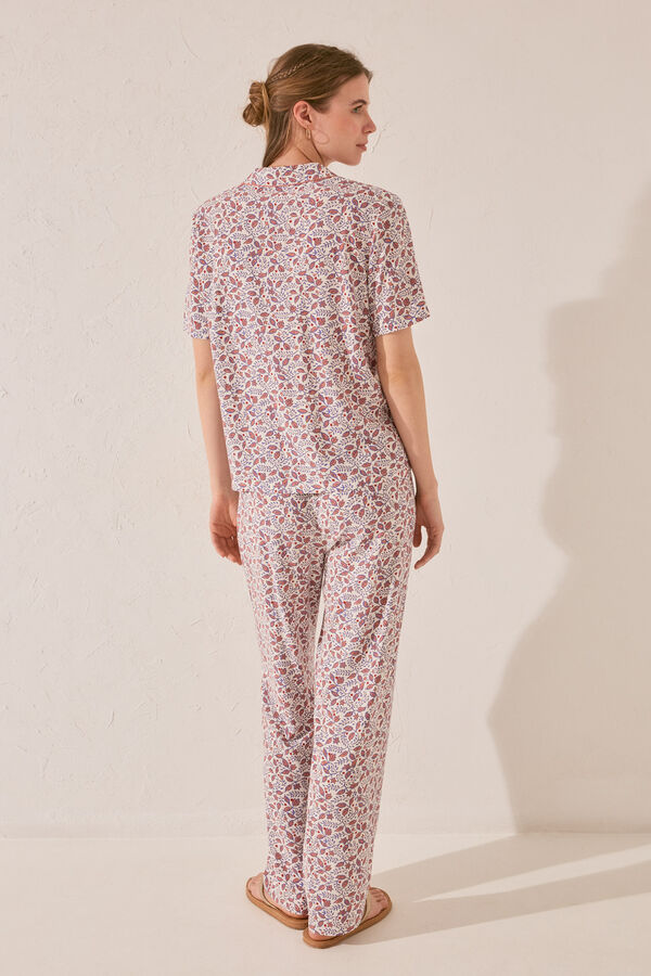 Womensecret Pijama camisera de viscosa con estampado rosa rosa