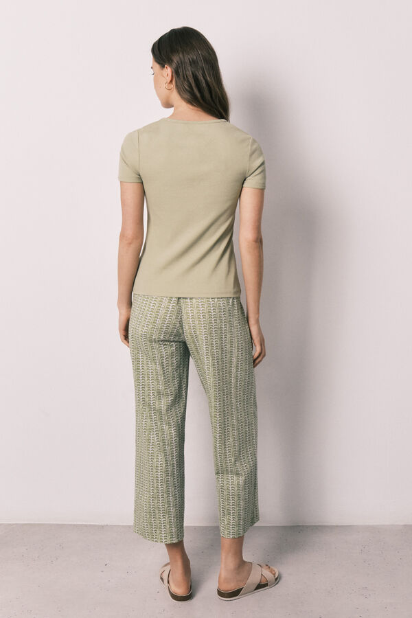 Women'secret Pijama larga de manga corta de algod&oacute;n kaki