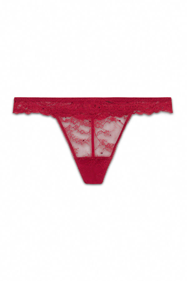 Women'secret Tanga encaje rojo strass rojo