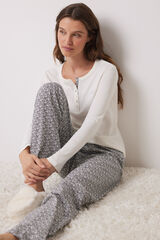 Womensecret Pijama larga paisley blanca gris