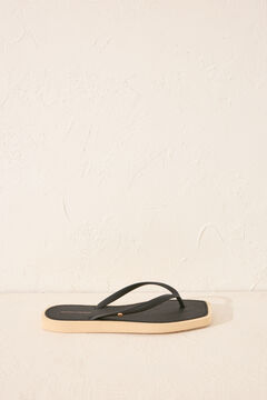 Womensecret Chanclas punta cuadrada serpiente negro negro