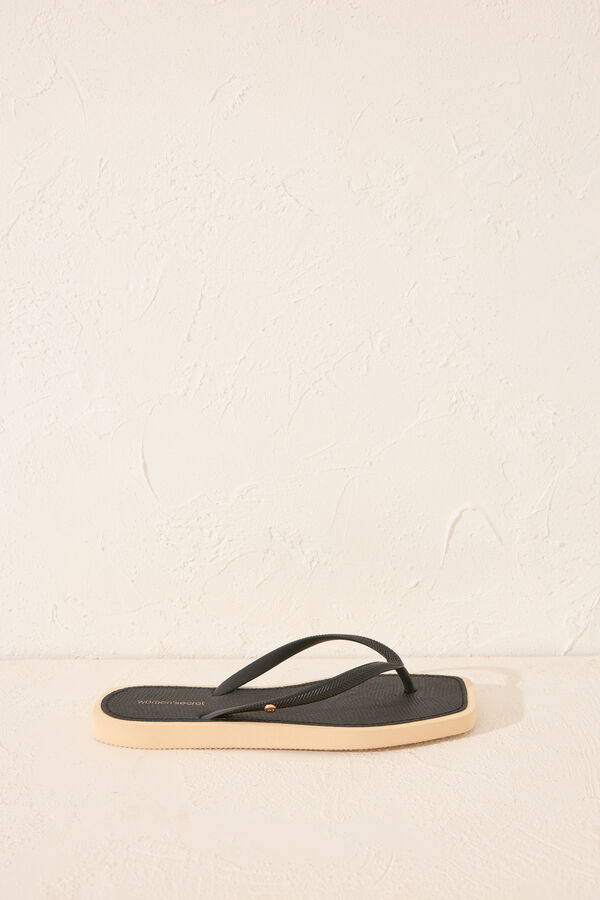 Womensecret Chanclas punta cuadrada serpiente negro negro