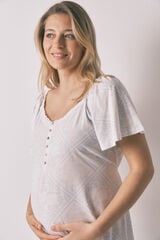 Women'secret Camis&oacute;n maternity con olanes de algod&oacute;n azul estampado