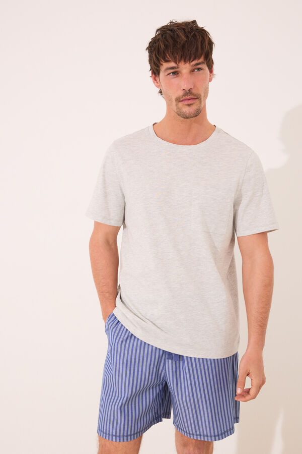 Womensecret Pijama short de algodón gris oscuro gris