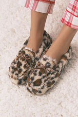 Women'secret Pantuflas para casa de borrego con estampado animal  estampado