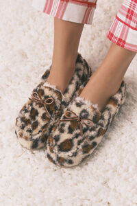 Women'secret Pantuflas para casa de borrego con estampado animal 