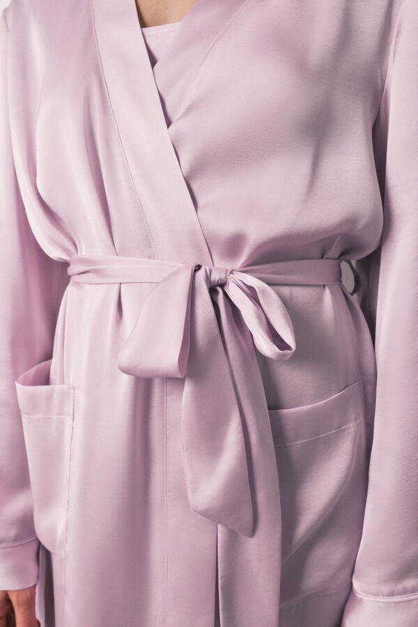 Women'secret Bata midi de sat&eacute;n lila morado/lila