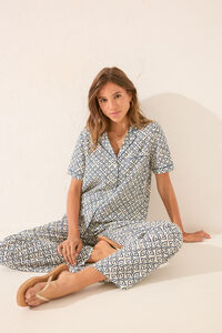 Womensecret Pijama camisera con estampado de sellos estampado
