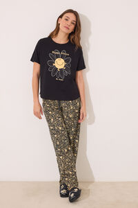 Womensecret Pijama de algodón de manga corta Little Miss Mr. Men  negro