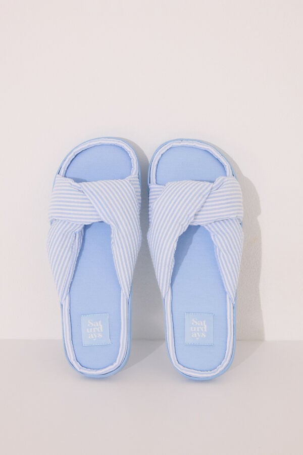 Womensecret Pantuflas para casa de seersucker azules azul