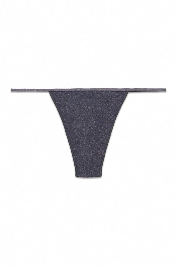 HI&BYE Tanga de lurex negra sin costuras gris
