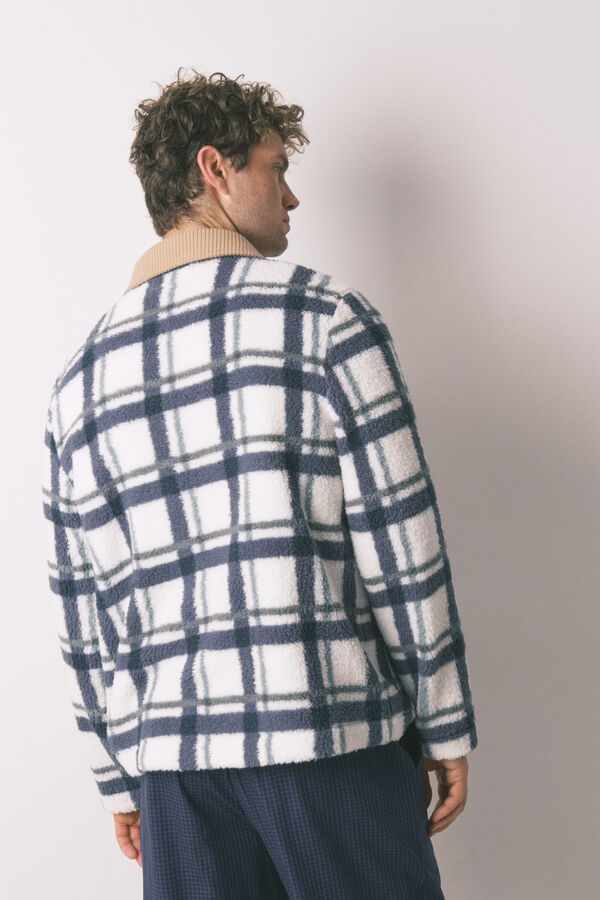 Women'secret Chamarra short de bata borrego para hombre  marfil