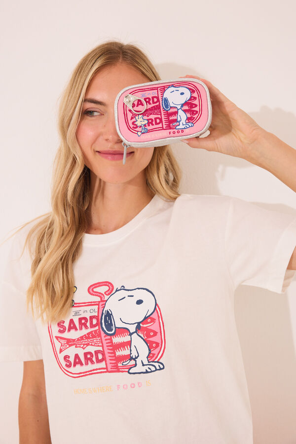 Womensecret Monedero rosa metalizado de Snoopy estampado