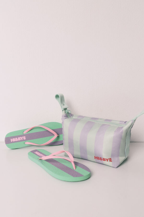 HI&BYE Neceser mediano estampado de rayas verde verde