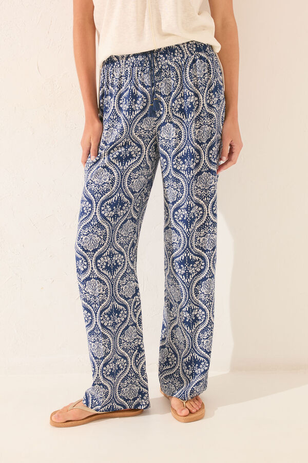 Womensecret Pantalón largo con estampado integral estampado