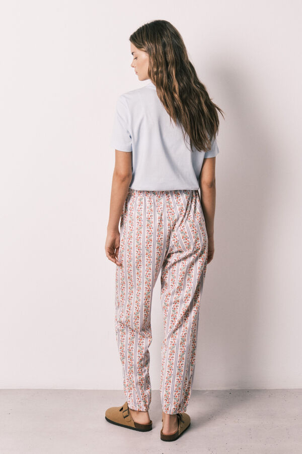 Women'secret Pantal&oacute;n carrot 100% algod&oacute;n estampado de flores rosa