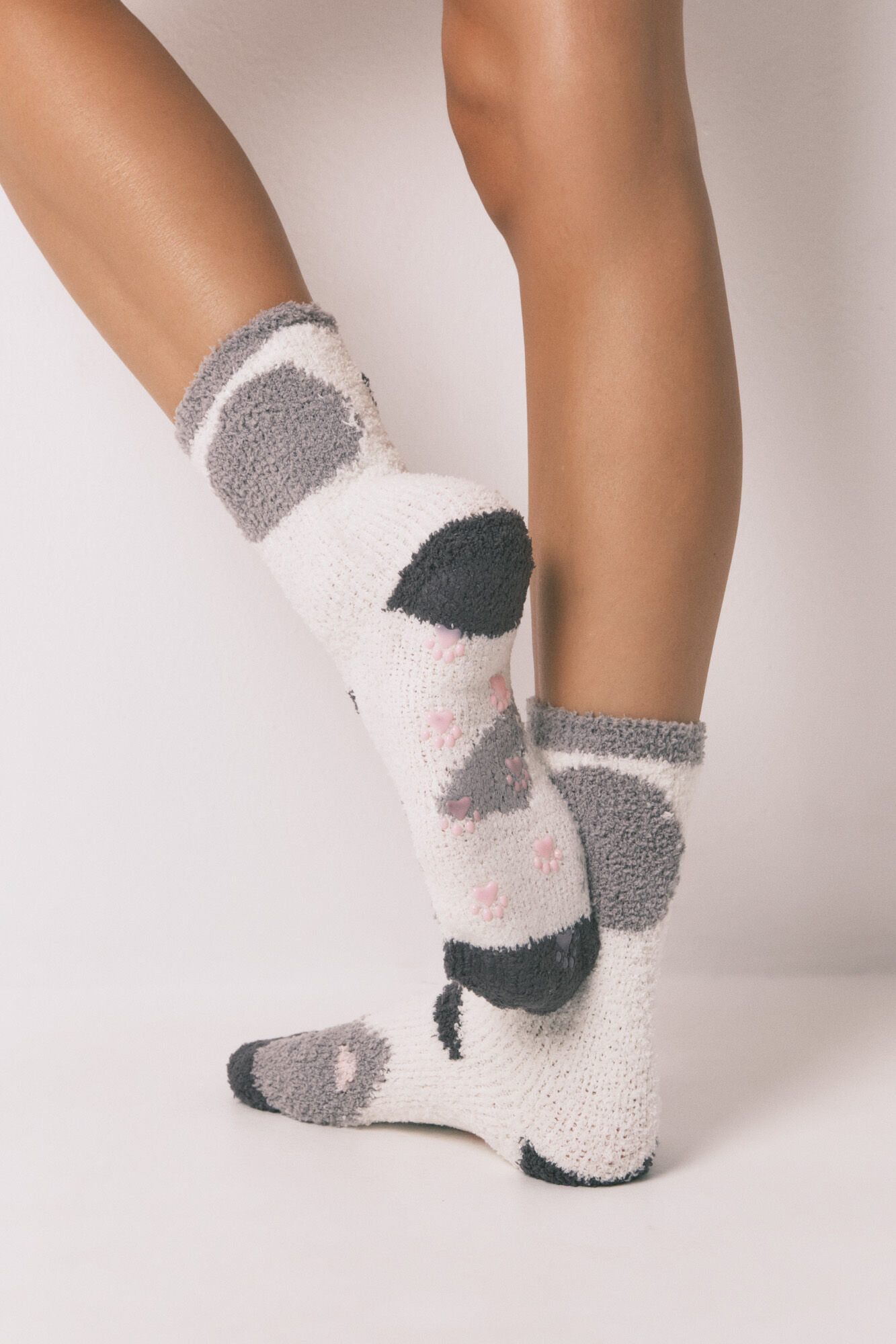 Women'secret Calcetines largos de gato gris 