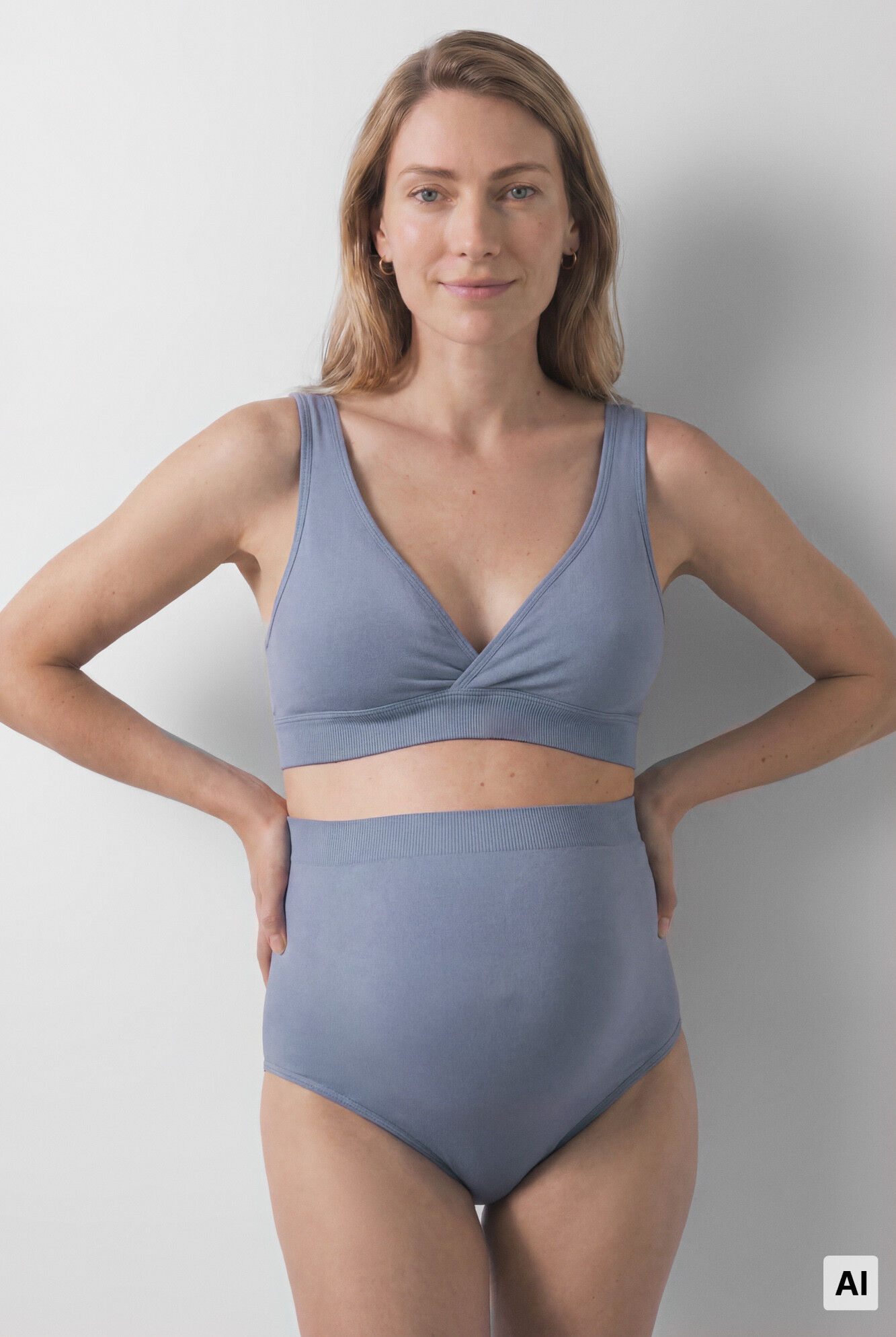 Women'secret Panty de tiro alto maternity azul