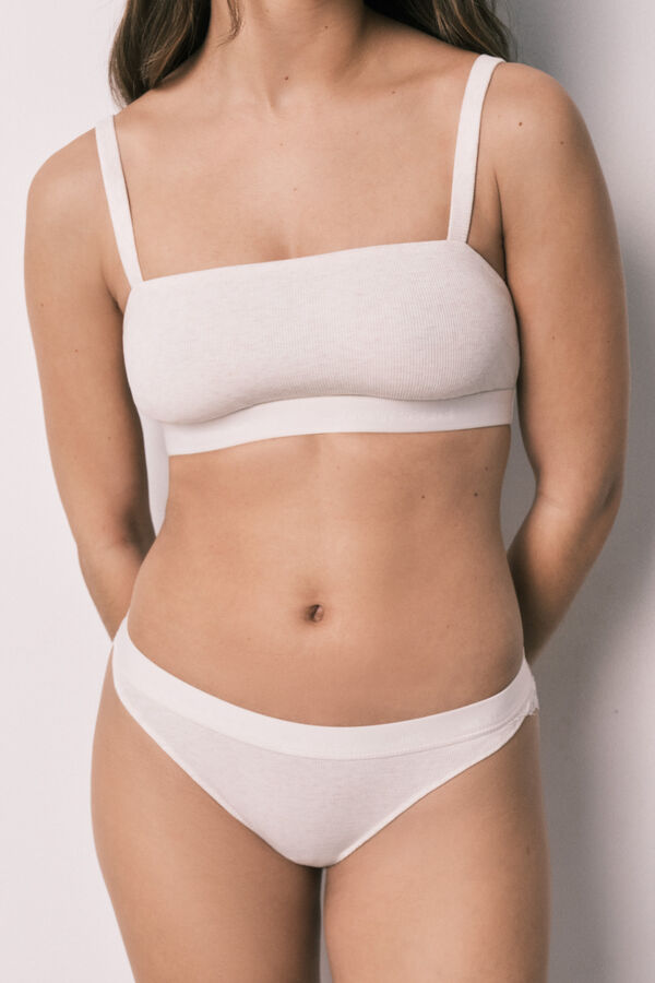 Women'secret Panty cl&aacute;sica acanalada de algod&oacute;n beige caf&eacute;