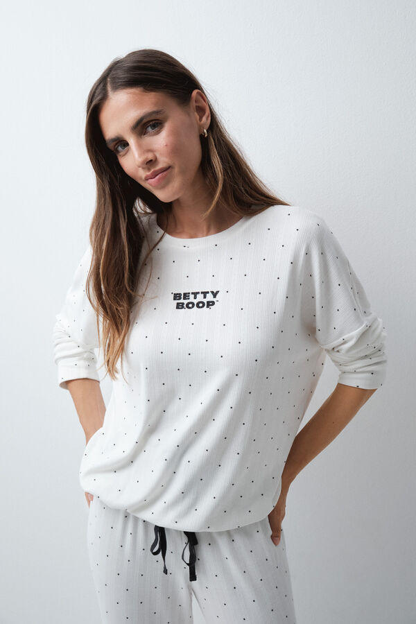Women'secret Pijama larga de estrellas Betty Boop marfil
