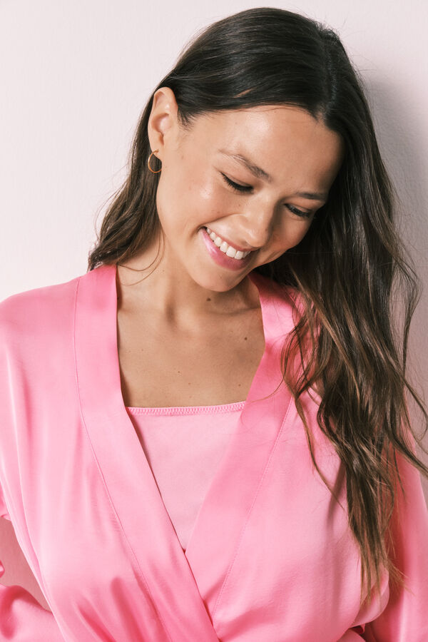 Women'secret Bata midi de sat&eacute;n rosa rosa
