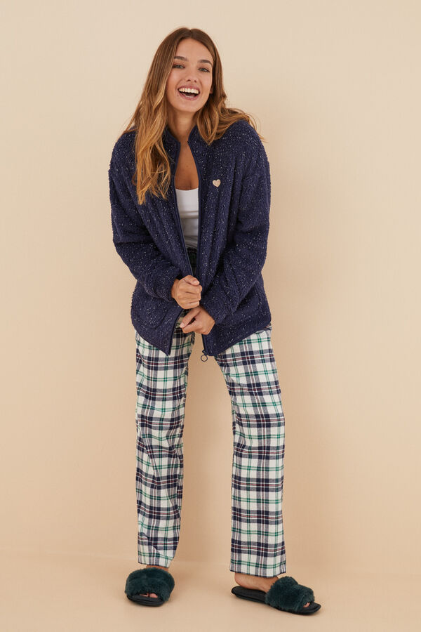 Womensecret Chaqueta pelo lúrex azul azul