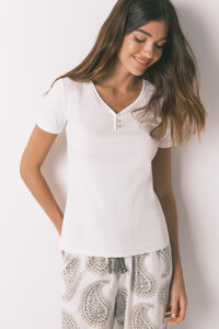 Women'secret Playera de panadero de algodón blanco