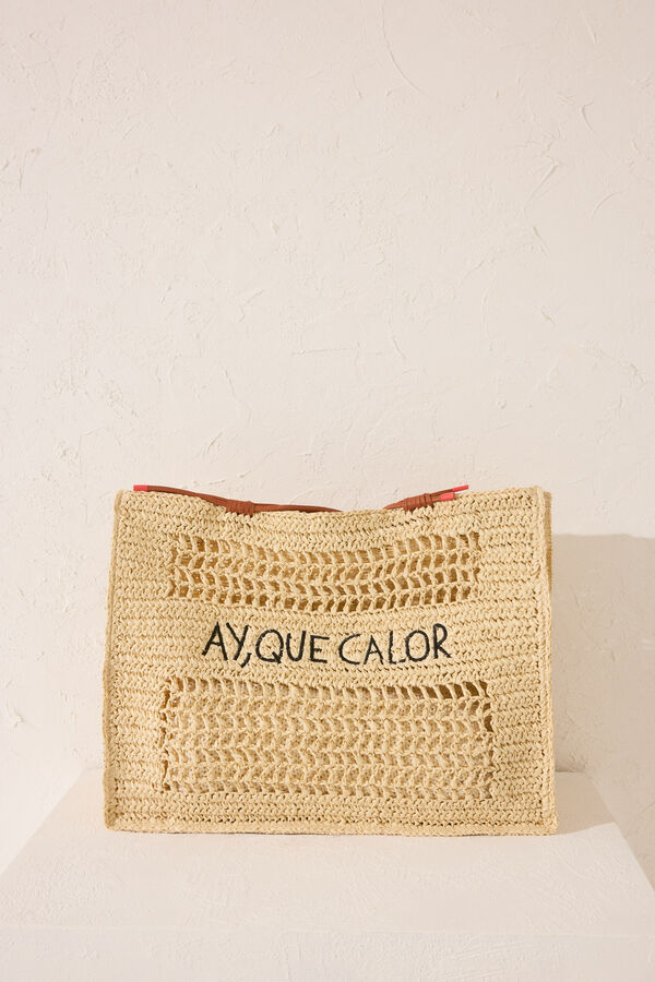 Womensecret Bolsa grande de rafia , bolsa café