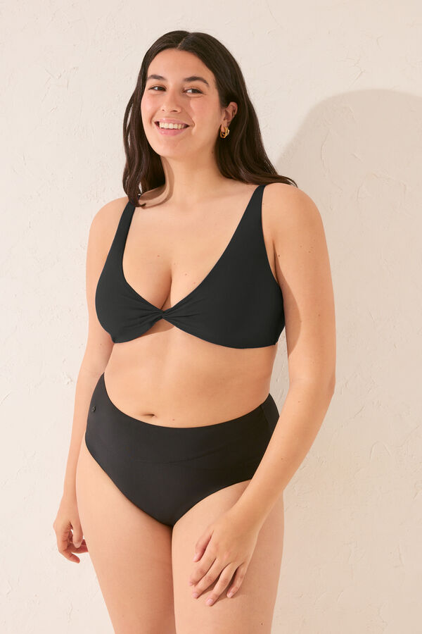 Womensecret Panty de bikini moldeador de cintura alta negra negro