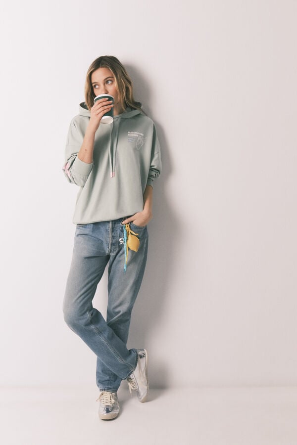 HI&BYE Sudadera con capucha de felpa de algod&oacute;n verde verde