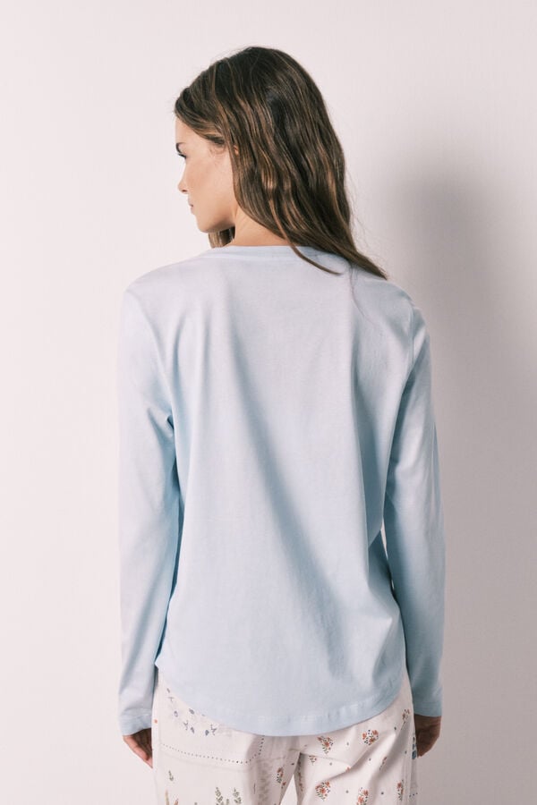 Women'secret Playera manga larga 100% algod&oacute;n azul azul