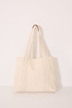 Womensecret Bolsa shopper, bolsa de algodón con estampado vegetal  marfil