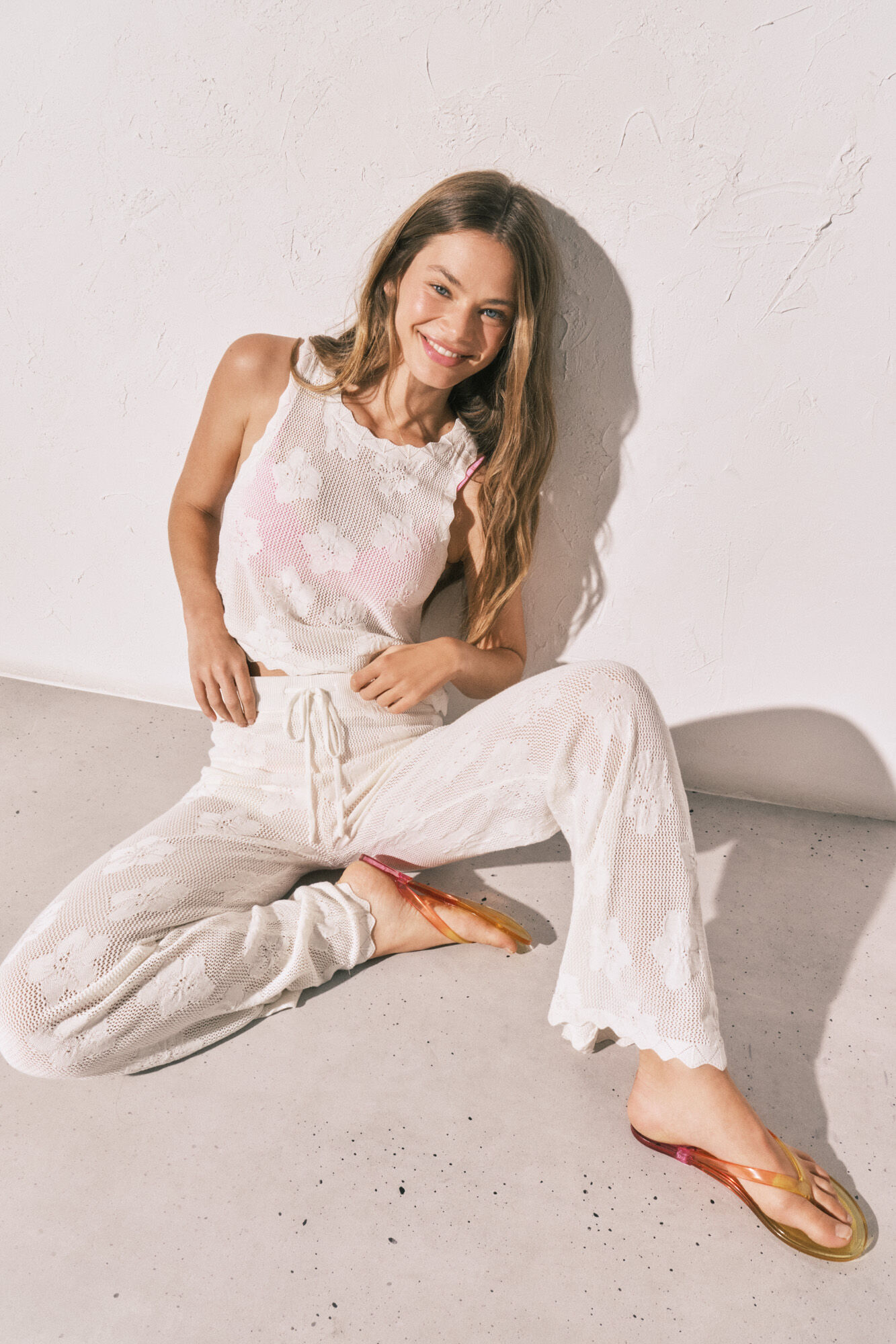 Women'secret Pantal&oacute;n largo de crochet beige