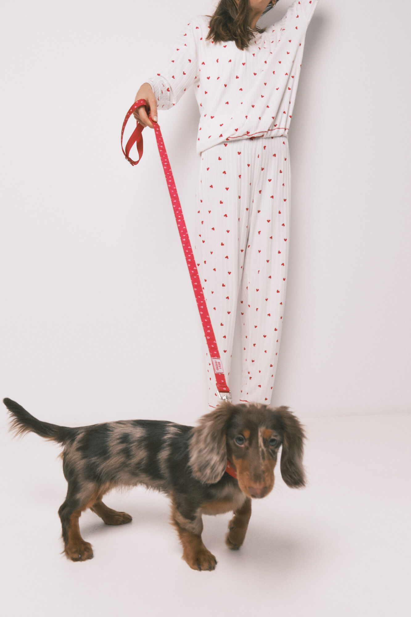 Women'secret Correa para perro con corazones roja