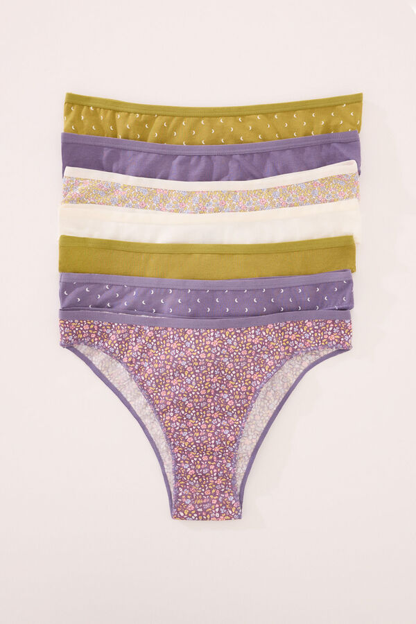 Womensecret Pack de 7 panties brasileñas estampados mezcla algodón estampado
