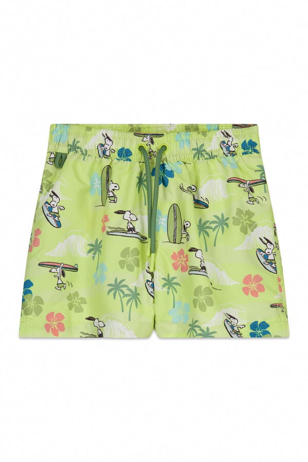 Women'secret Traje de ba&ntilde;o de hombre estampado tropical Snoopy verde