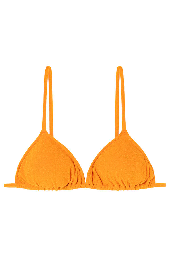 Womensecret Top de bikini triangular de color rosa brillante naranja