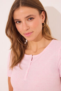 Womensecret Pijama de viscosa acanalada con rayas rosas rosa
