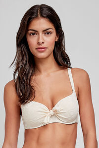 Gisela Top de bikini con capacidad y estampado geométrico beige