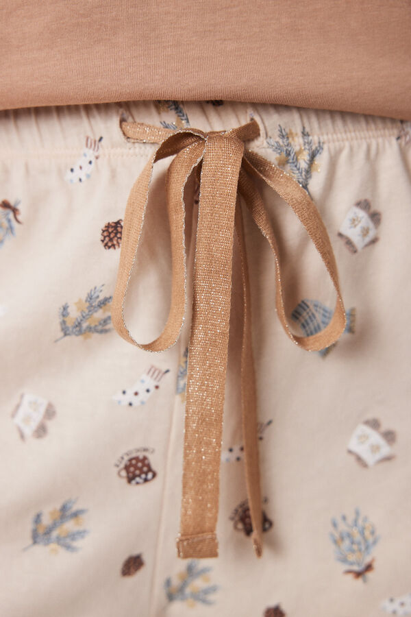 Womensecret Pijama 100% algodón motivos navideños café