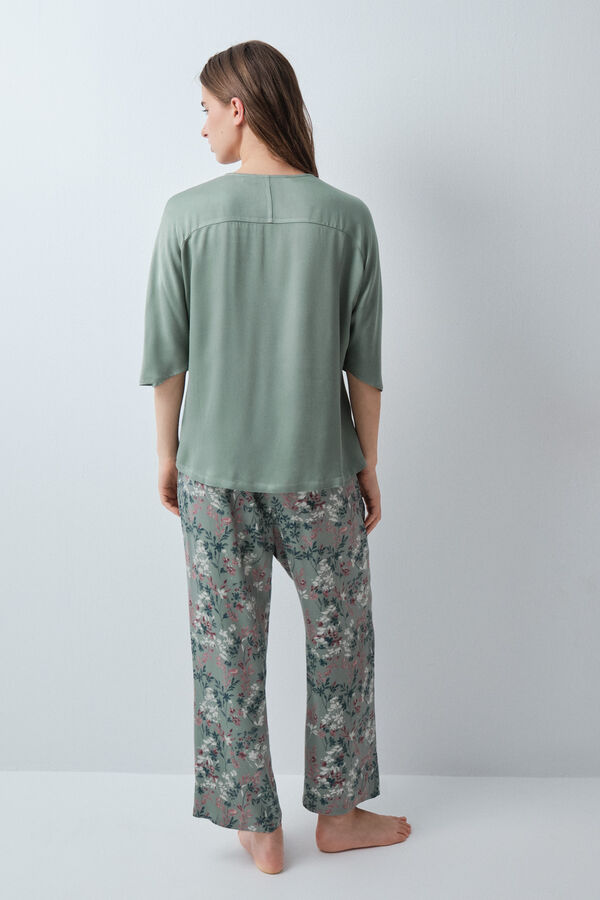 Women'secret Pijama capri camisola verde kaki